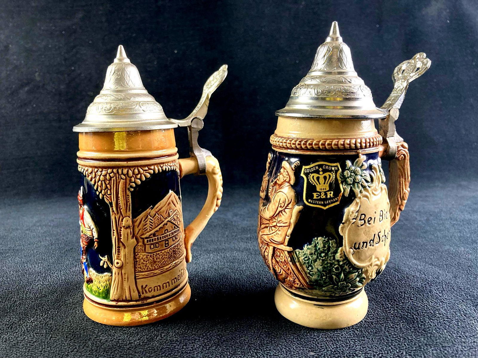 Set of (2) Mini German Beer Steins Post-1949 (1 of 8)