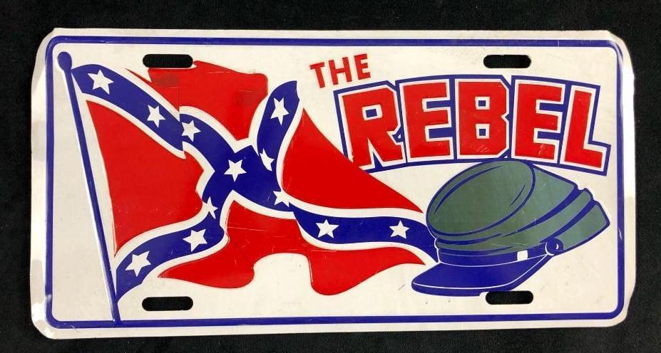 The Rebel Hat Confederate Flag Novelty License Plate Embossed (1 of 2)