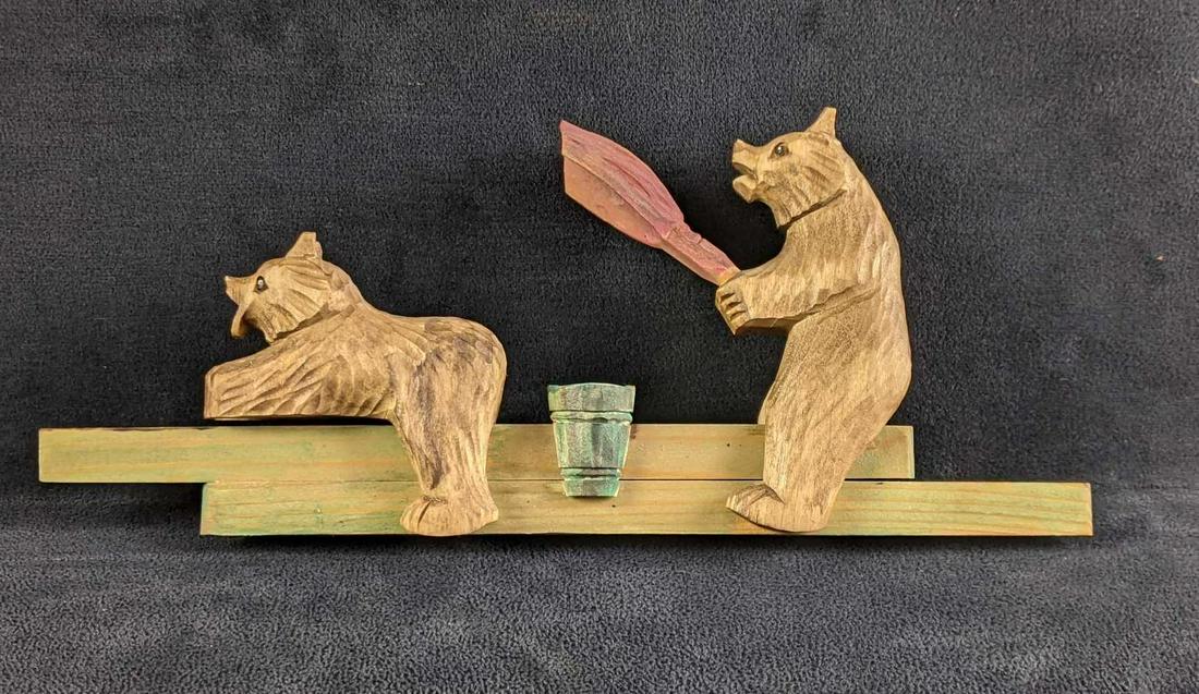 Vintage Russian Wooden Bear Toy (1 of 6)