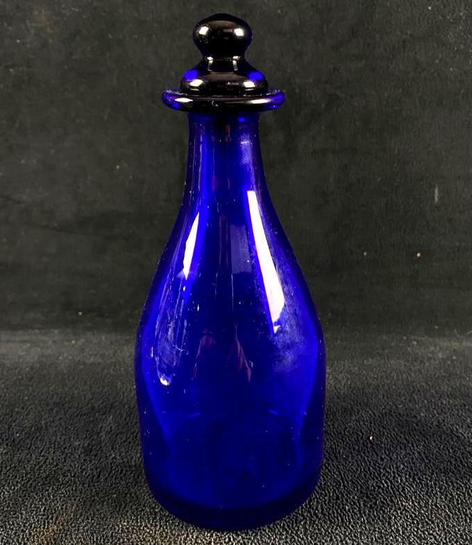Hand-Blown Cobalt Glass Bottle & Stopper (1 of 4)