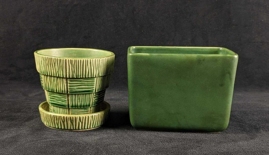 Green Ceramic Planters Rectangular and Circular (1 of 7)