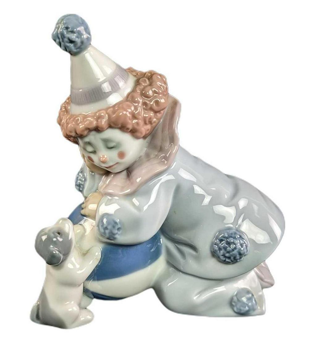 Retired Lladro Pierrot With Puppy And Ball Figurine (1 of 7)