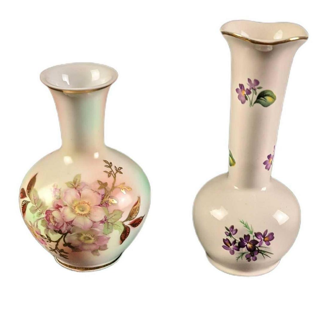 Two Mini German English Porcelain Floral Bud Vases (1 of 7)