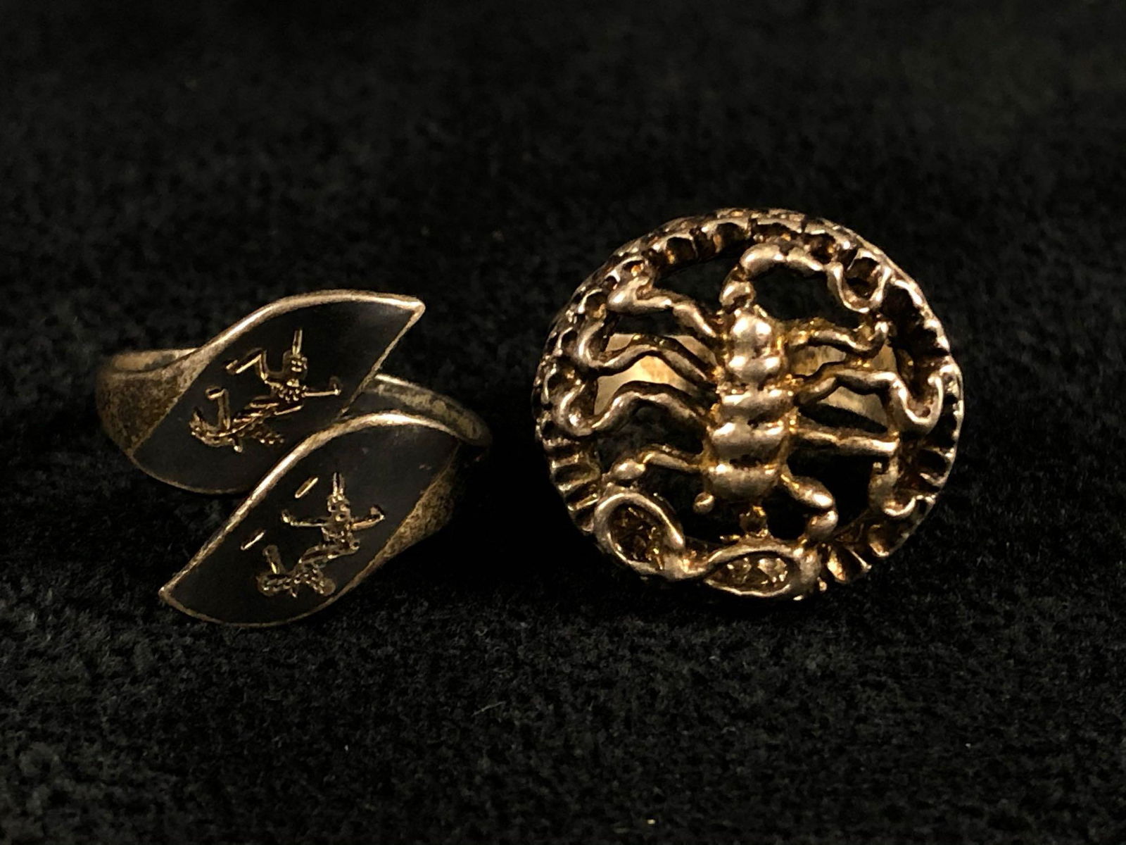 Vintage Lot of Two Sterling Rings Scorpion & Bells Of Sarna India (1 of 12)