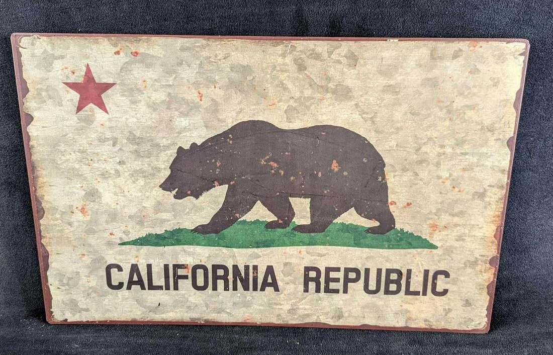 Vintage Style California Republic Metal Sign (1 of 7)