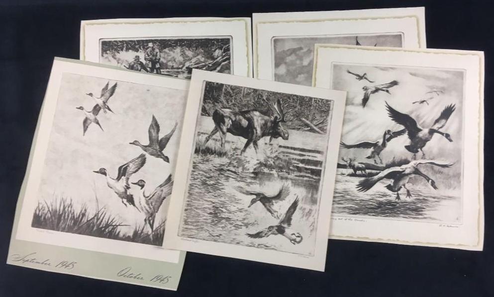 Reinhold Palenske Drypoint Wildlife Prints (1 of 8)