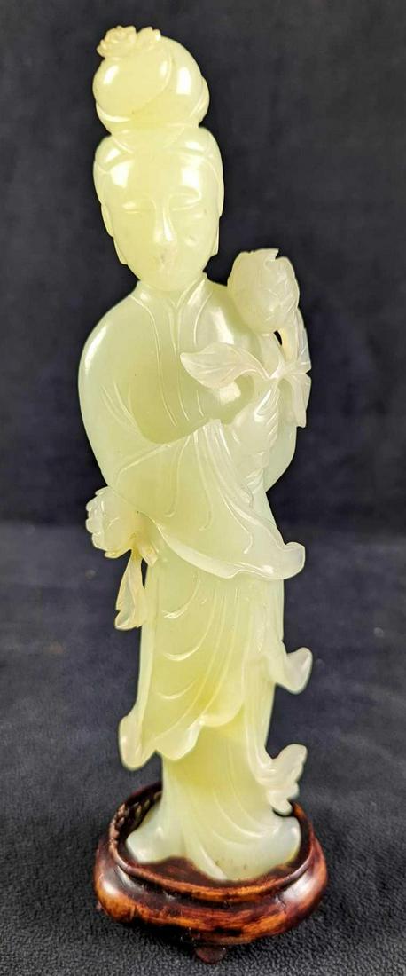 Antique Chinese Light Green Jade Hand-Carved Ancient Beautiful Girl Woman Sculpture (1 of 7)