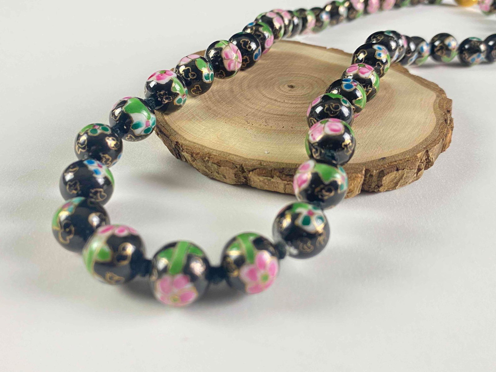 Vintage Art Deco 1940's Chinese Cloisonne Graduated Beaded Necklace (1 of 10)