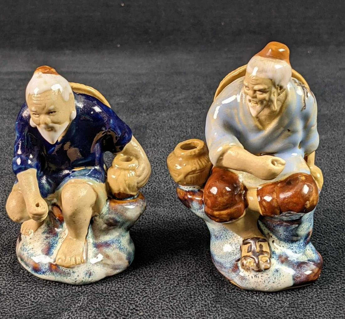 Two Vintage Fishing Mudman Pottery Figurines (1 of 6)