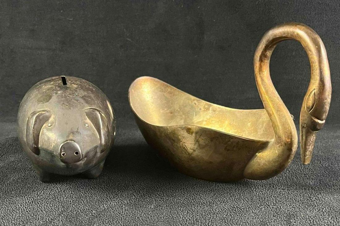 Silver Plated Swan Bowl & Piggy Bank (1 of 11)