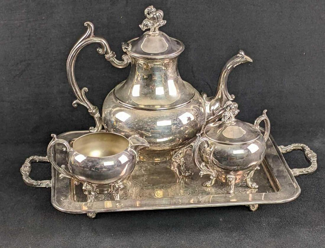 Silver Plate Tea Set 4pc Tea Set (1 of 10)