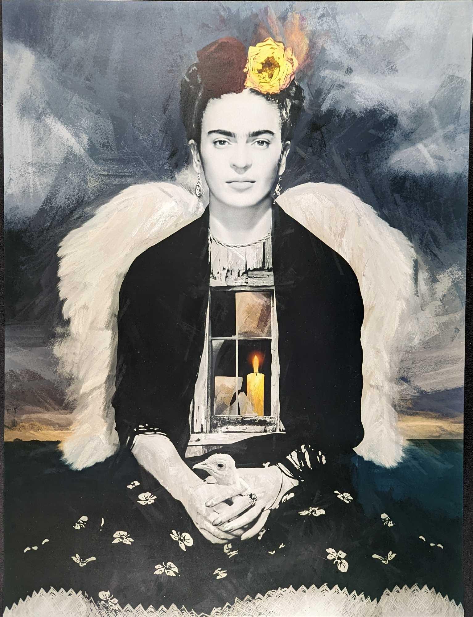 Portrait Of Frida Kahlo By Tan Tolga Demirci: Portrait Of Frida Kahlo By Artist Tan Tolga Demirci: This is a limited-edition photo print of Frida Kahlo de Rivera made by artist Tan Tolga Demirci that was created in a collage style. This print inc