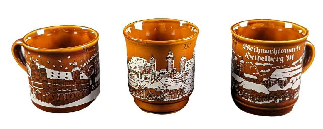 Three Brown Ceramic German Christmas Mugs (1 of 13)