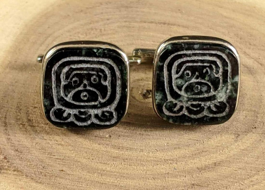 Etched Black Marble Sterling Silver Cufflinks (1 of 6)