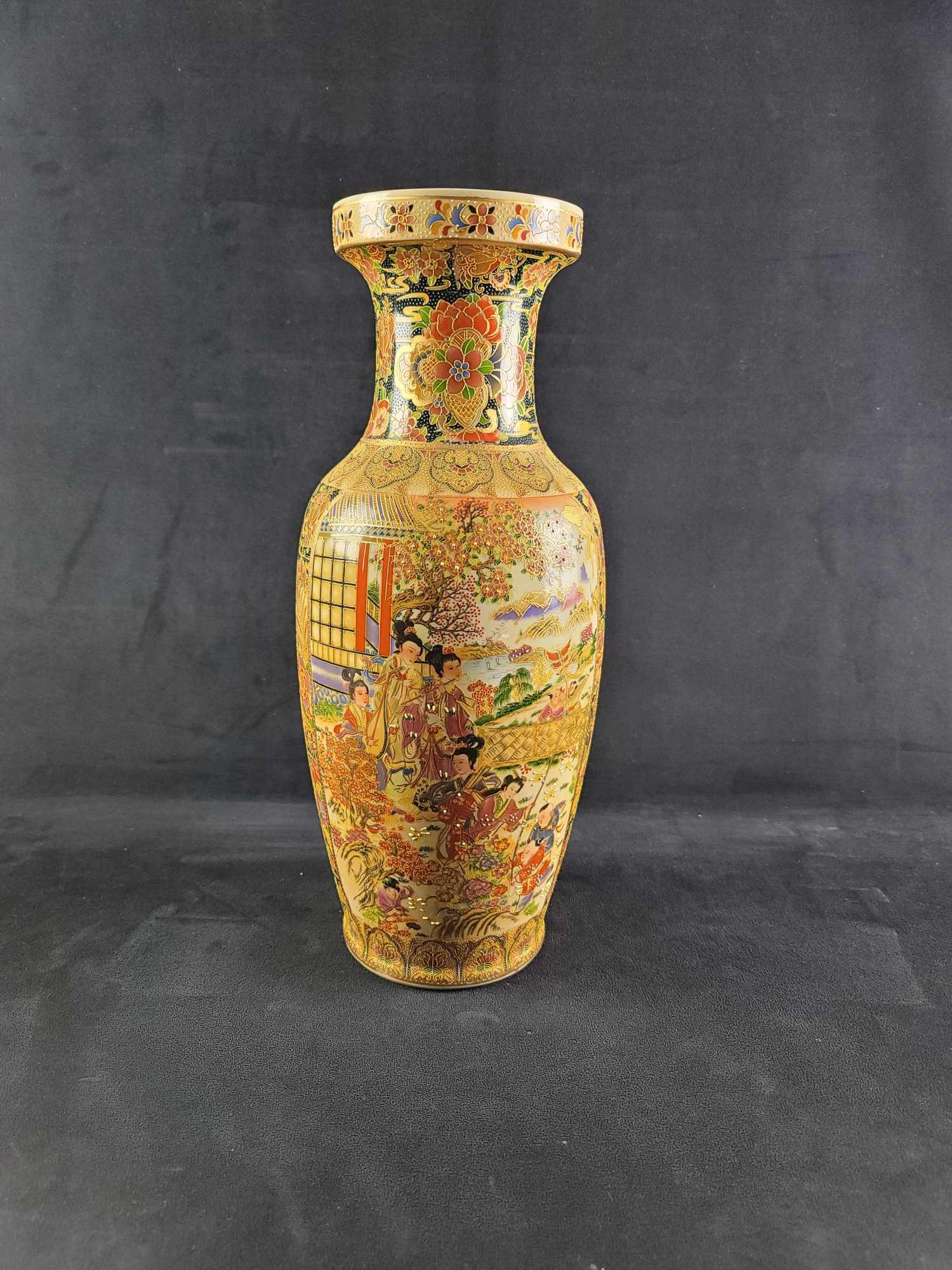Royal Satsuma Tall Asian Vase Porcelain (1 of 10)
