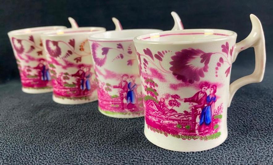 Antique Pink Lustreware & Transfer Cups (1 of 6)