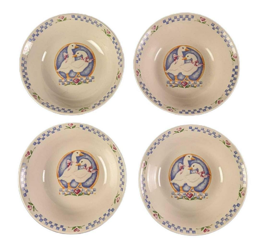 RETIRED Four Sugar Hill Salad Bowls By Gibson Designs Goose: RETIRED Four Sugar Hill Salad Bowls By Gibson Designs. Each bowl is approx 7" x 7" x 1 1/2" and all together weigh 3.5lbs. Each bowl is in a good, used condition with no known damage. This series was 