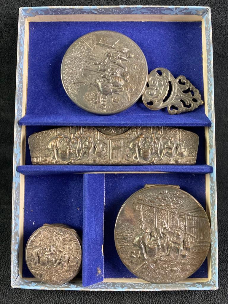 Vintage Jorgen Steffensen Silver Plated Vanity Set (1 of 5)