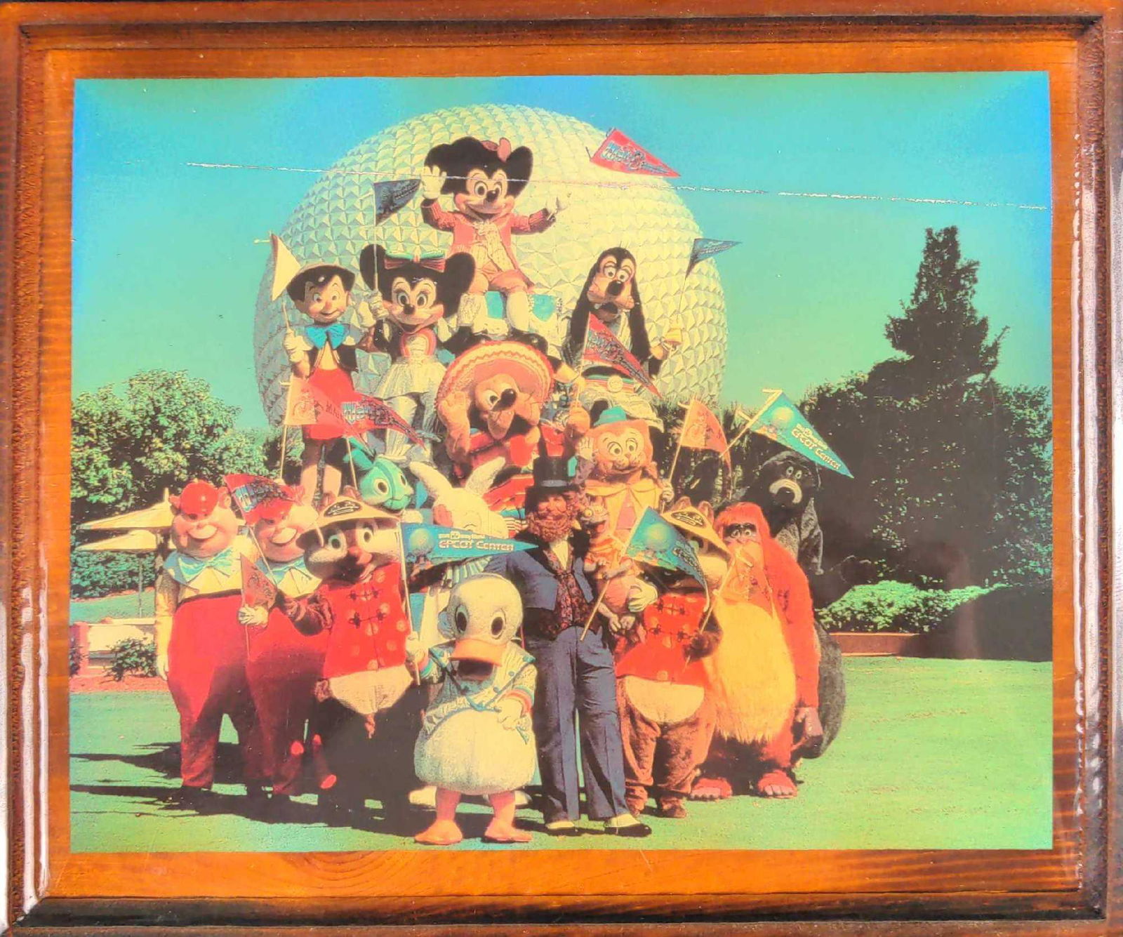 Vintage Disney Epcot Laminated Character Photo On Wood (1 of 5)