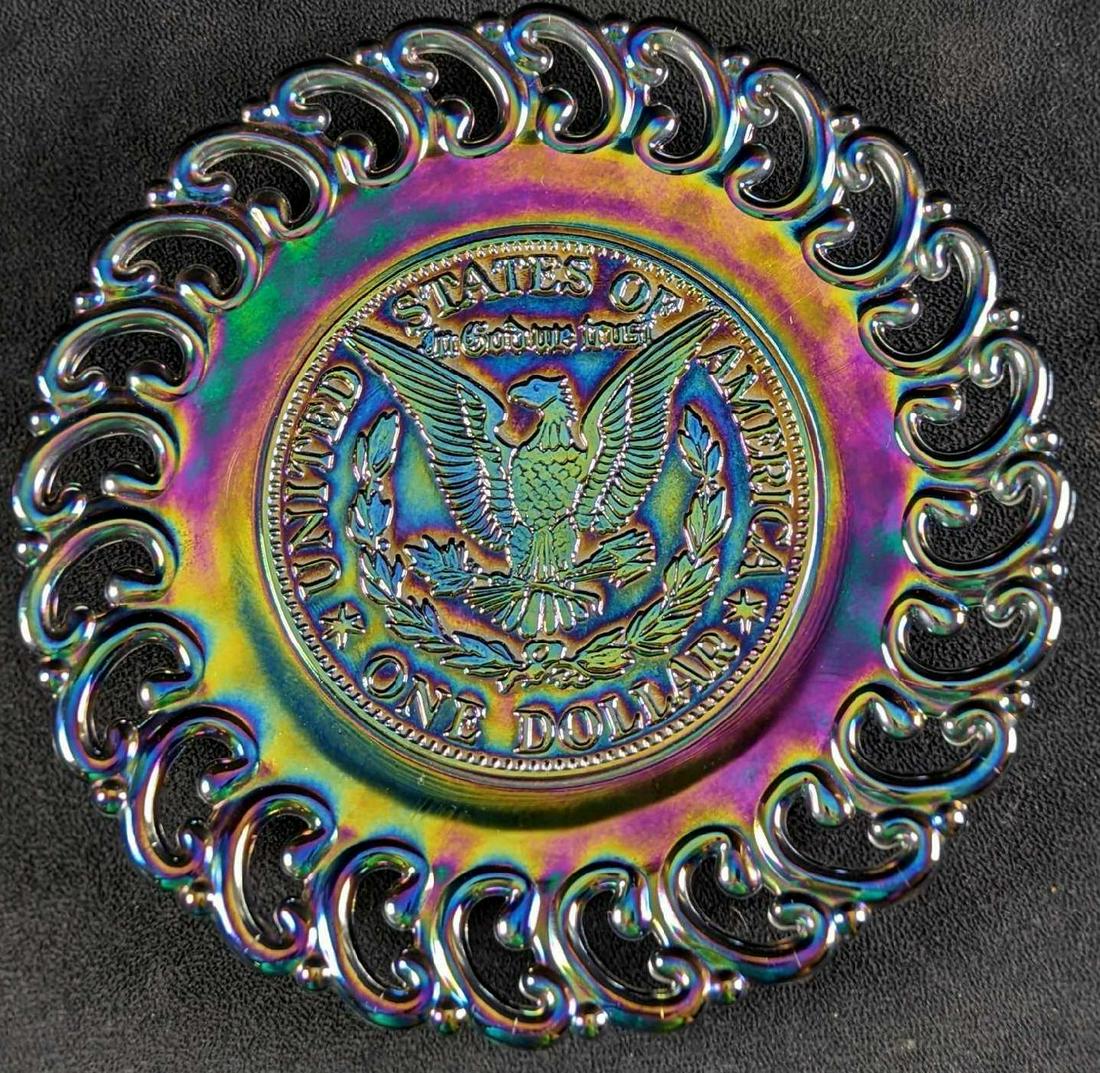 Vintage Carnival Iridescent Glass USA One Dollar Plate (1 of 9)