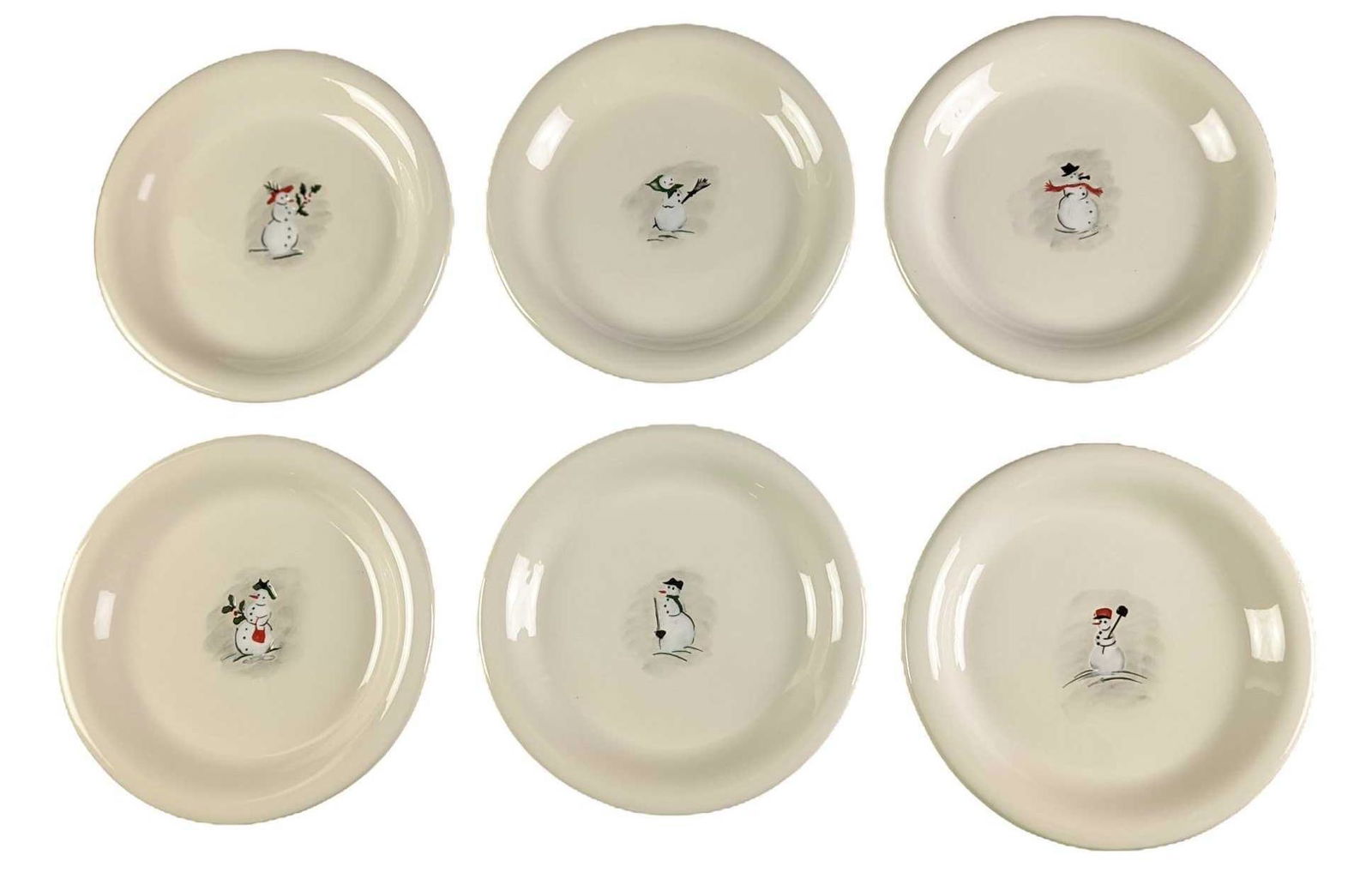 6 Retired Holiday Snowman By Williams-Sonoma Dessert Plates (1 of 12)