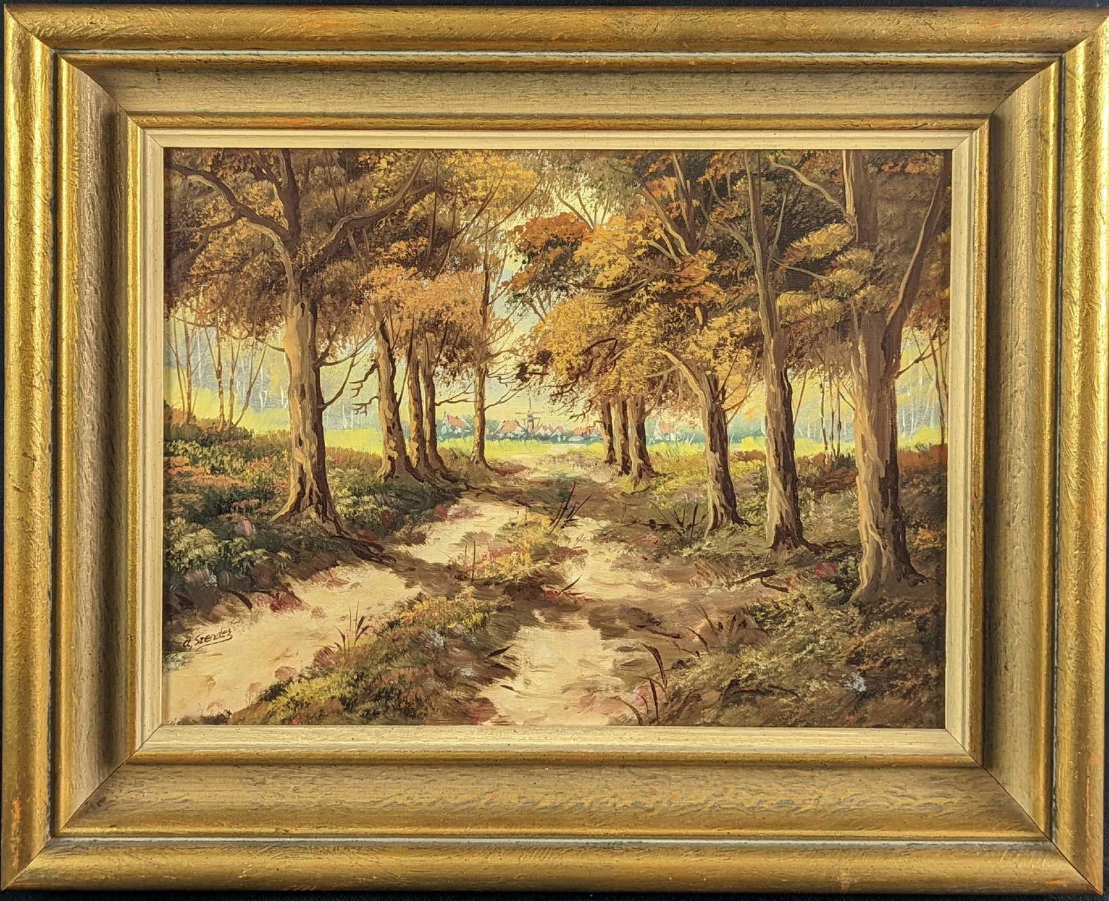 JB Framed Original Acrylic Village & Forest (1 of 5)