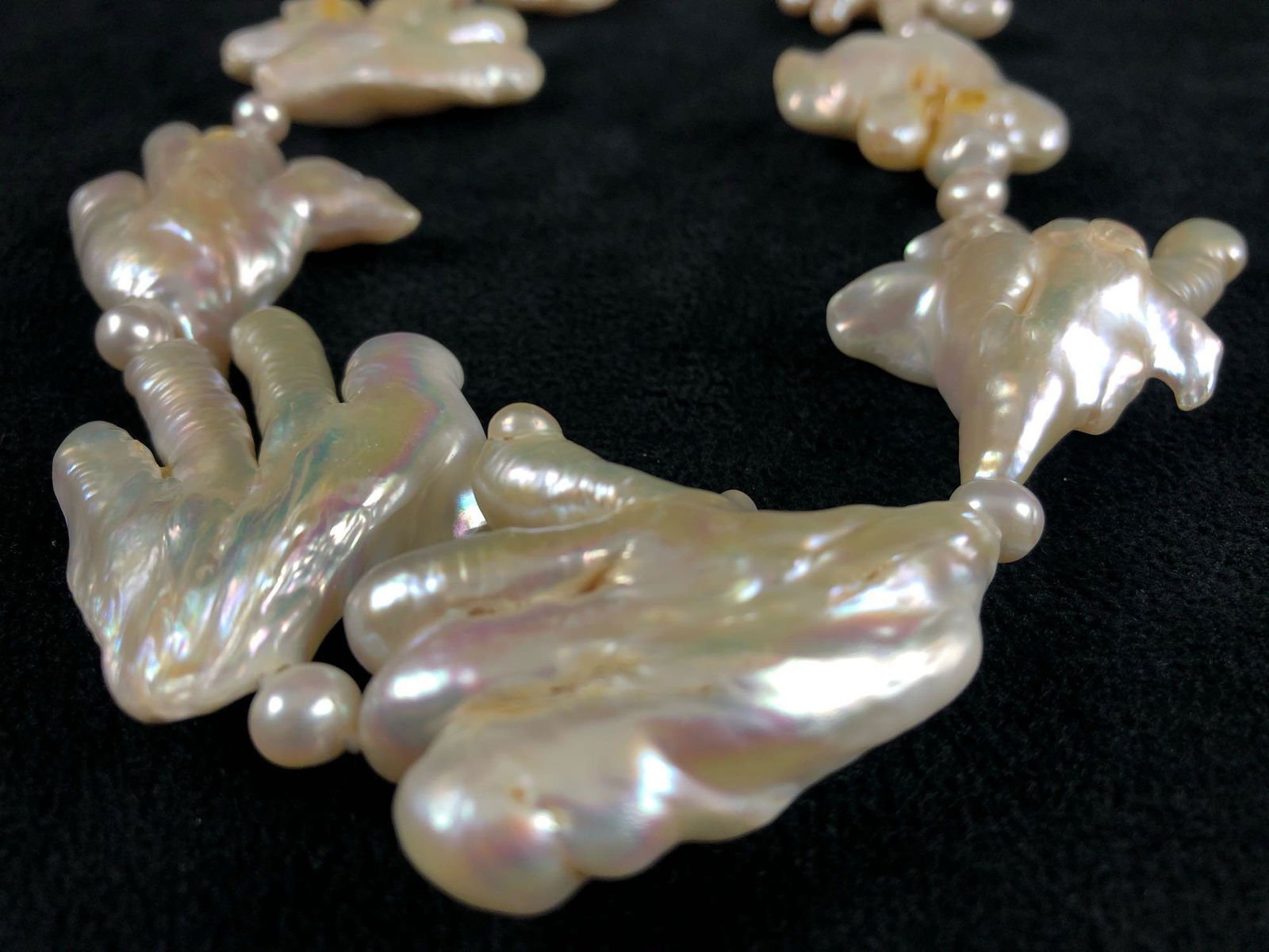 Unique Rare Vintage Chicken Feet Keshi Natural White Fresh Water Pearl Necklace 18" (1 of 7)
