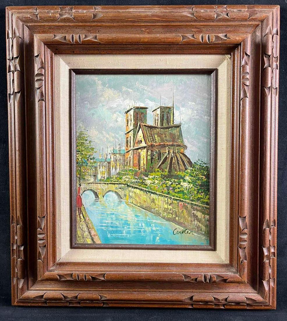 Oil Impressionist Painting Notre Dame Signed Corden: Oil Impressionist Painting Notre Dame Signed Corden This is a beautiful original oil painting of Notre Dame from the water. This painting is in good condition with no known damage and is professionall
