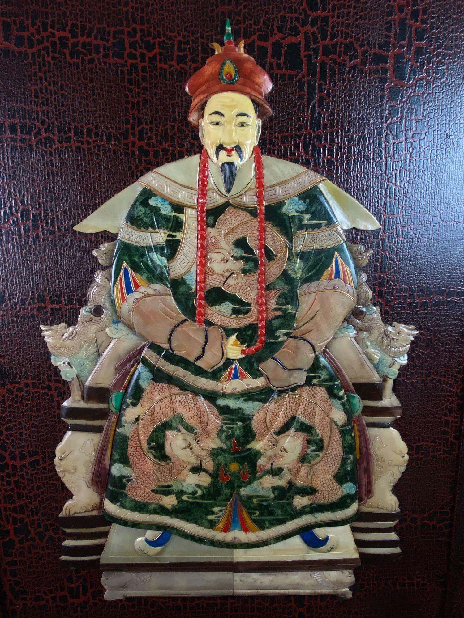 Vintage Chinese Caishen Cai God Of Wealth Inlay Mosaic Panel (1 of 5)