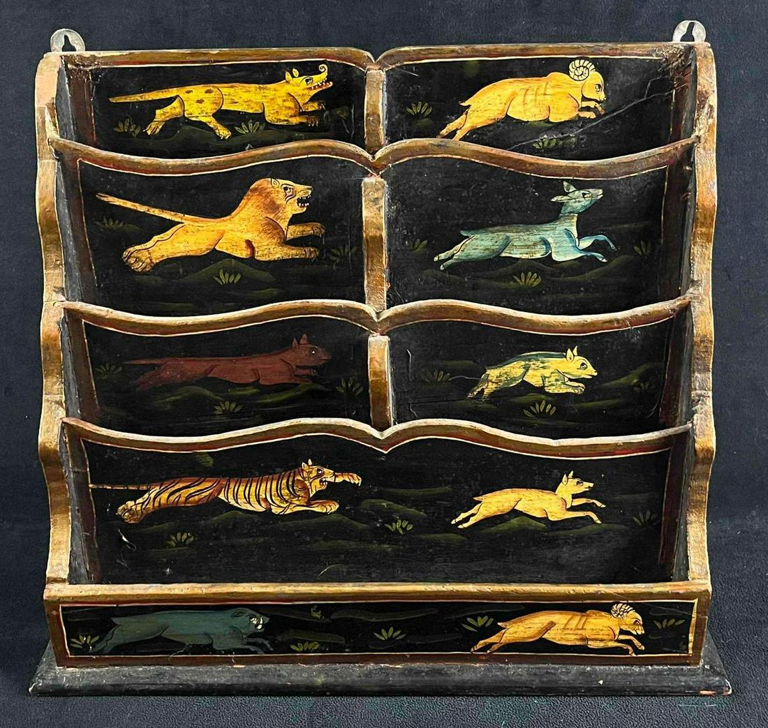 Asian Style Art Painted Wooden Wall Organizer (1 of 8)