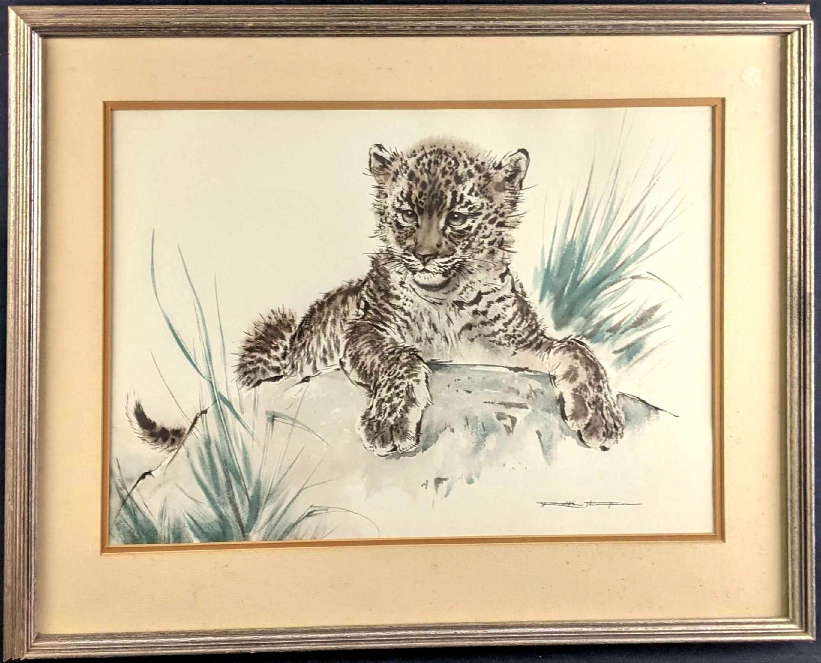 Art Print Baby Leopard on a Rock by Ralph Thompson (1 of 7)