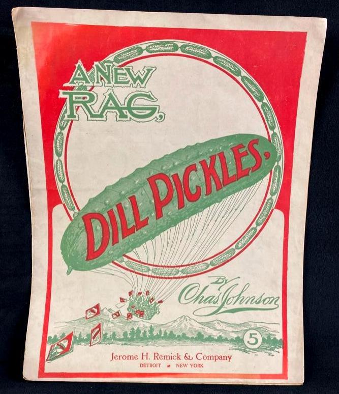 Original 1913 Ragtime Sheet Music "Dill Pickles": Original 1913 Ragtime Sheet Music "Dill Pickles" Published by Jerome H. Remick & Co, this sheet music is from the end of the ragtime era in the United States. A New Rag, Dill Pickles was written by Ch