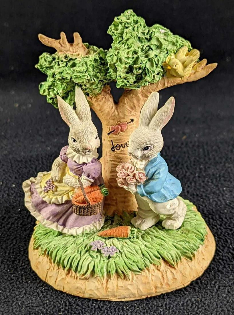 Lefton China Rabbit Couple & Love Tree Figurine (1 of 6)