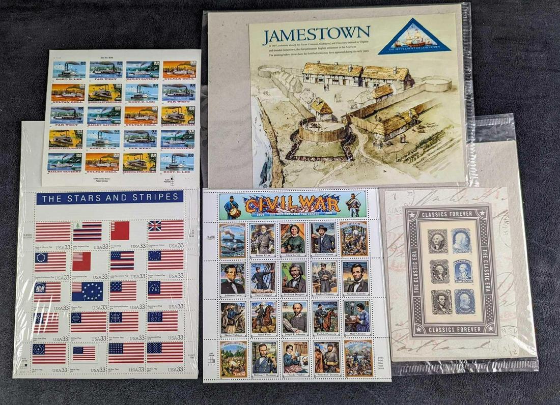 5 Sheets Of US Postal Stamps Civil War America (1 of 7)