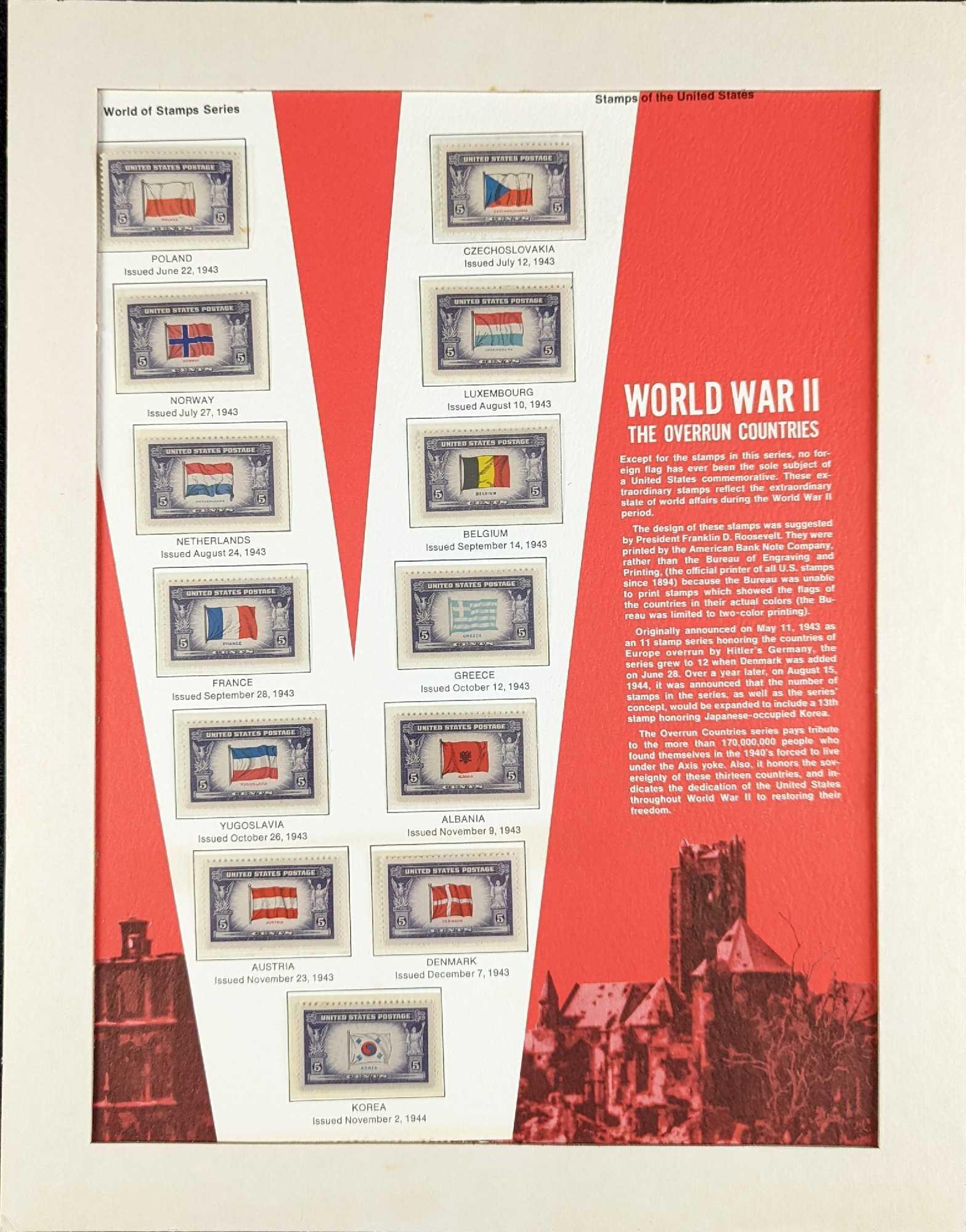 Matted & Sealed US Postal WWII Overrun Countries Stamps (1 of 8)