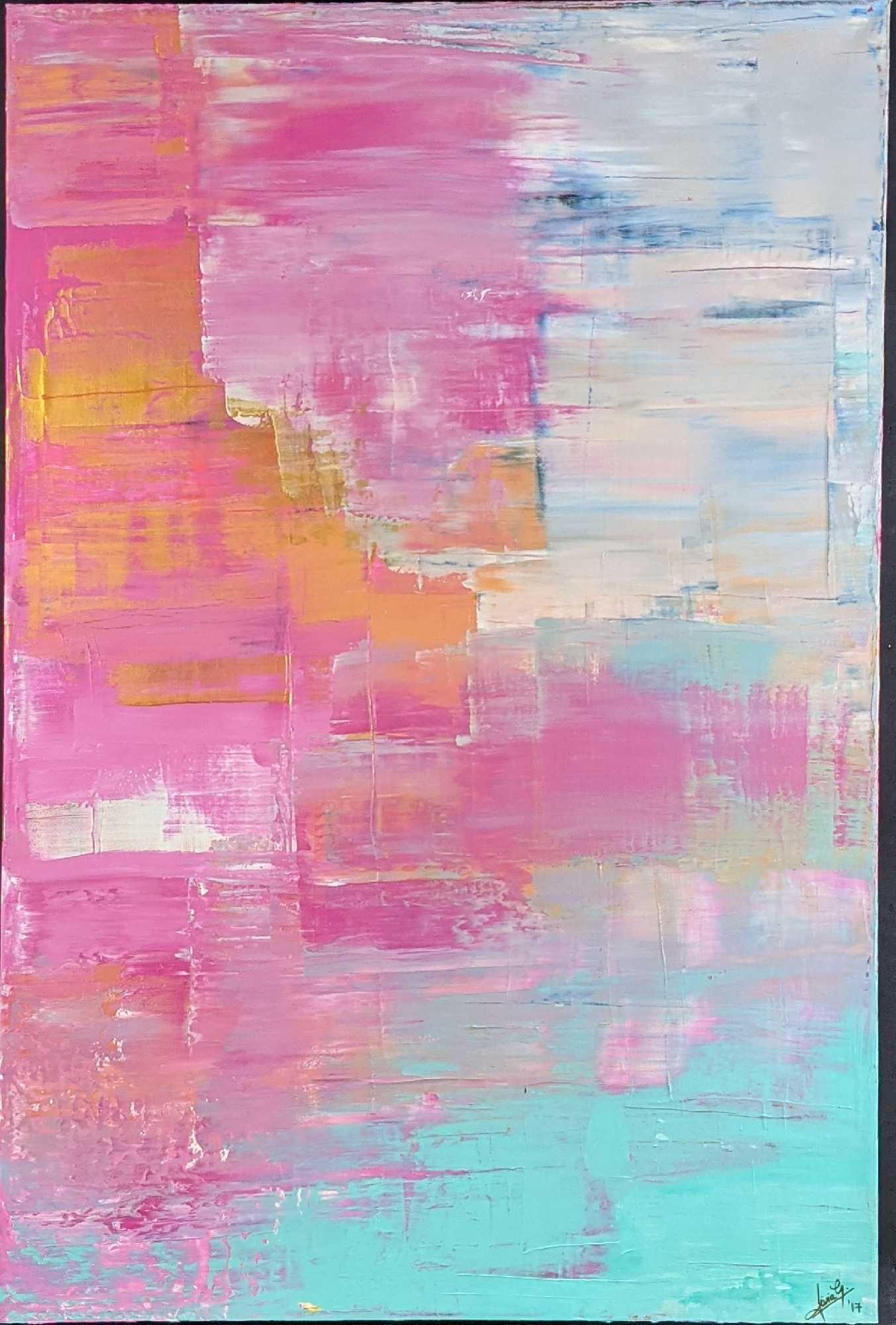 Original Acrylic On Canvas "Blue Gold" Abstract Expressionist Art Elena Petrescu (1 of 10)