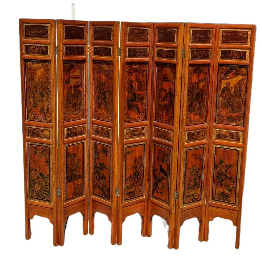 Chinese Vintage Carved Gilt 7 Panels Screen/Room Divider (1 of 11)