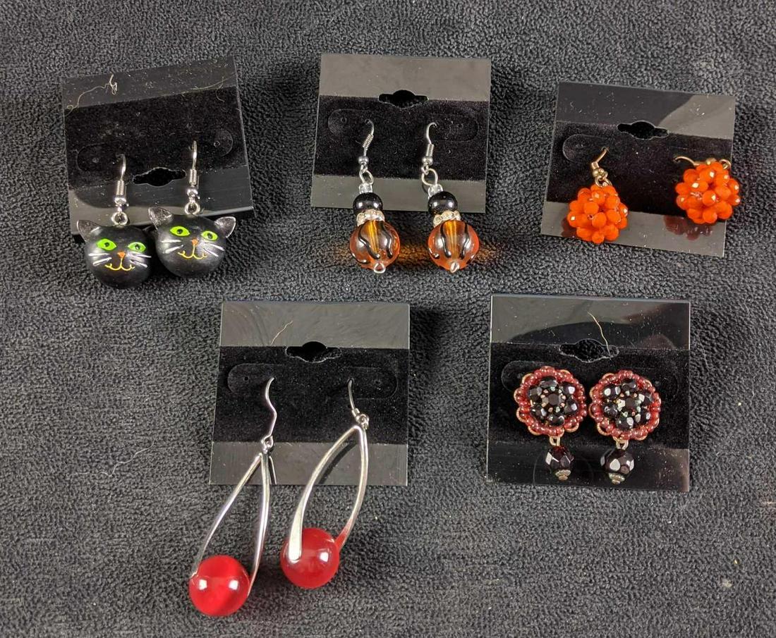 Halloween Themed Earrings Orange, Black, Red (1 of 8)