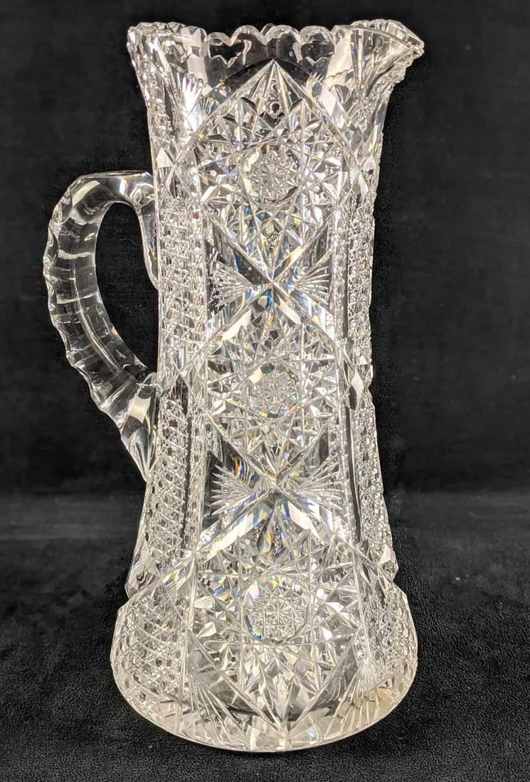 American Brilliant Period Cut Glass Pinwheel Pitcher (1 of 8)