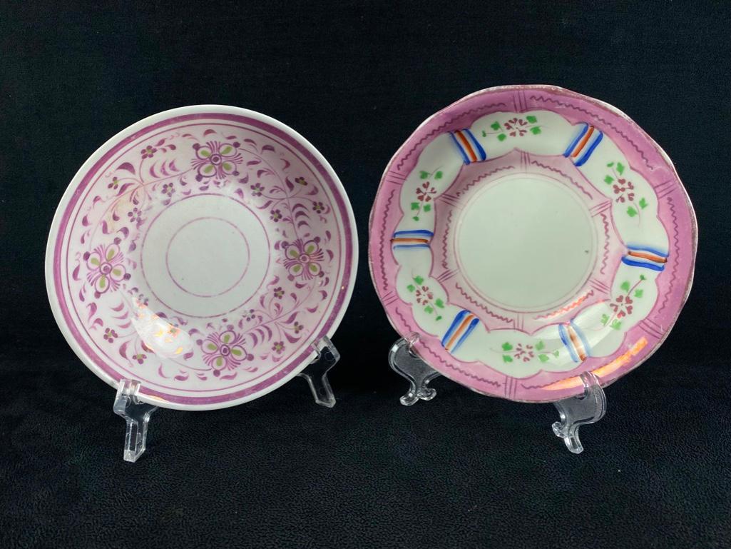 Pair of Antique Pink Lustreware Small Plates (1 of 4)