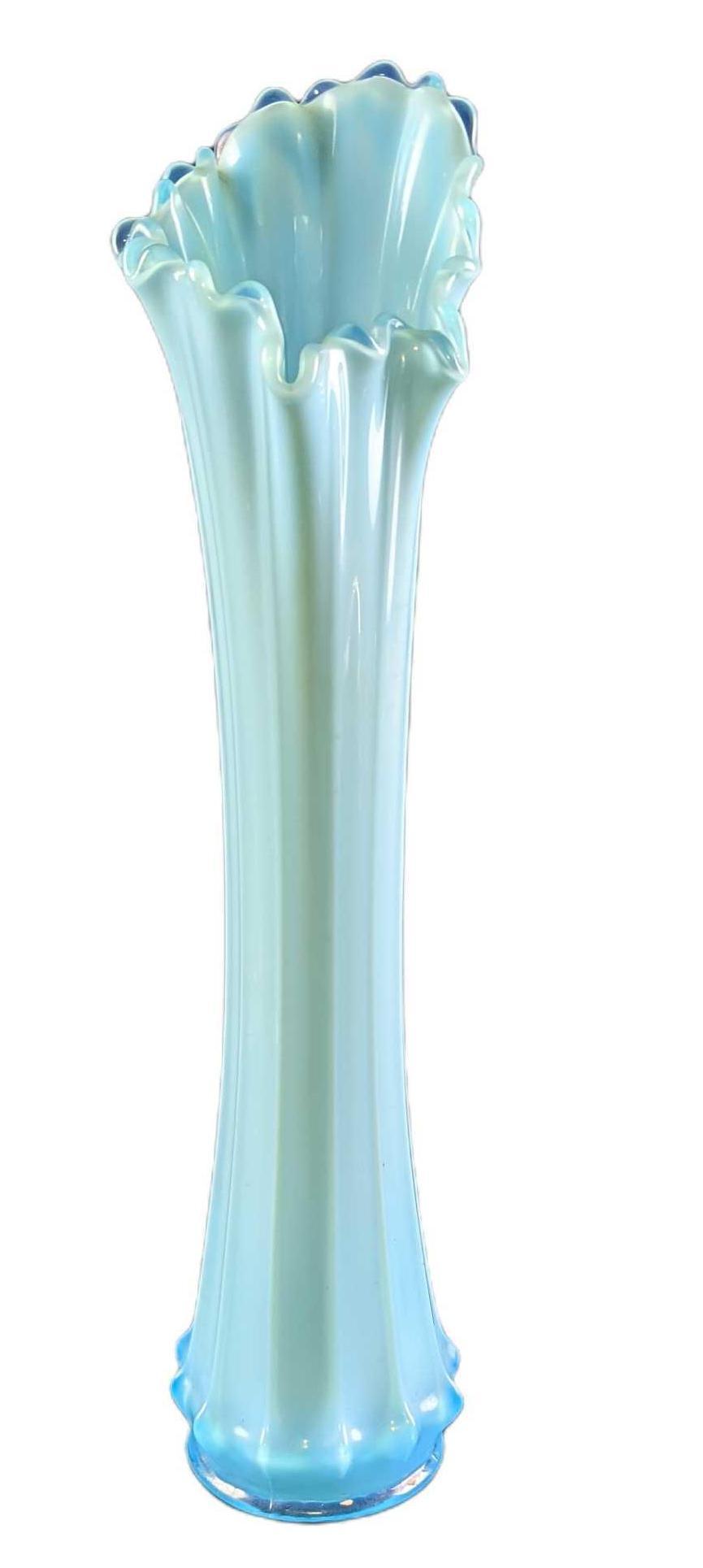 Vintage 21" Tall Fenton Floor Blue Glass Vase (1 of 5)