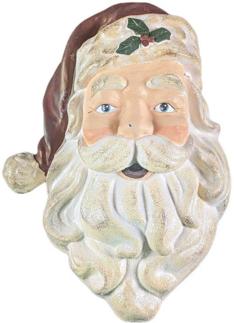 Vintage Christmas Holiday Resin Hangable Santa Head (1 of 4)