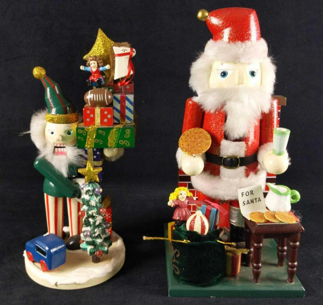 Santa And Elf Wooden Nutcrackers With Scenery (1 of 7)