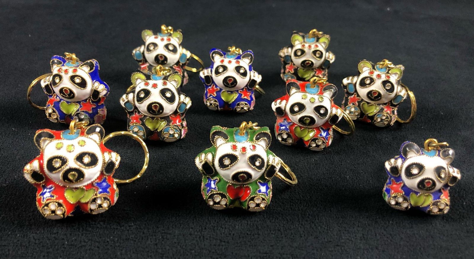 Chinese Art Panda Bears Keychains Metal Lot Of 10 (1 of 10)