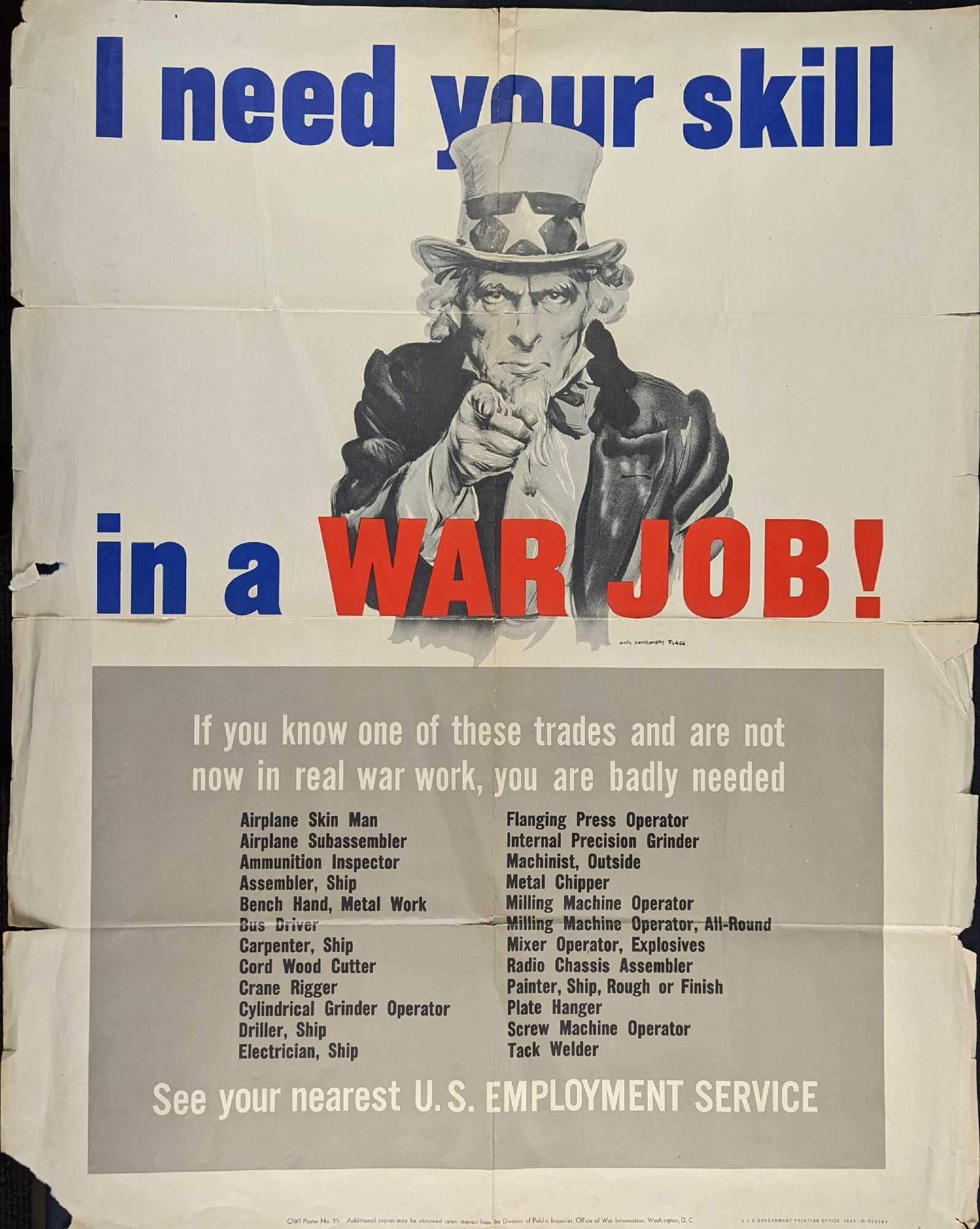 I Need Your Skill in a War Job WWII Poster (1 of 6)