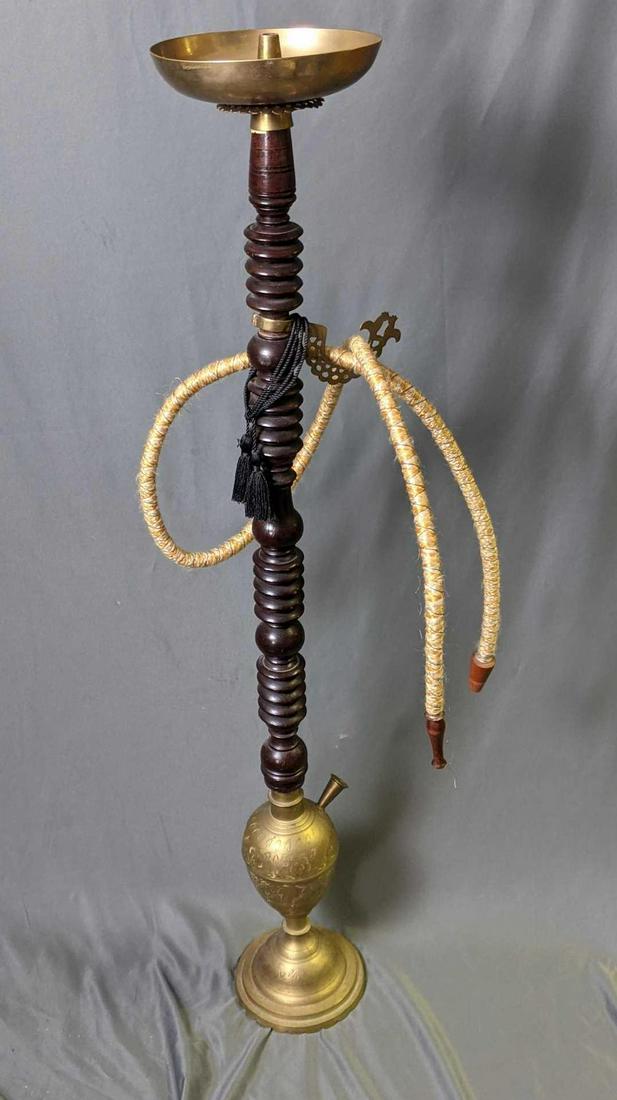 Vintage Brass and Wooden Pipe Middle Eastern Pipe (1 of 9)