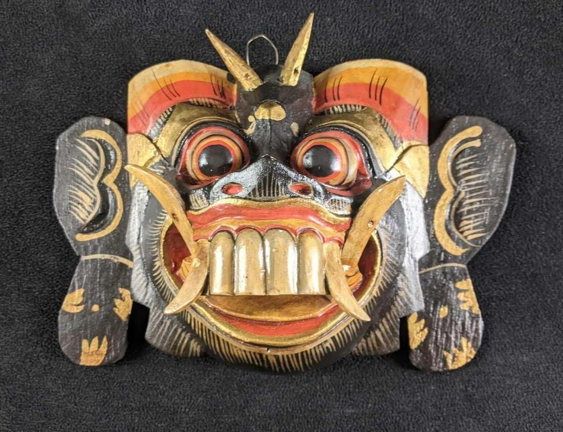 Indonesian Balinese Mask Wood Carved Hand Painted (1 of 5)