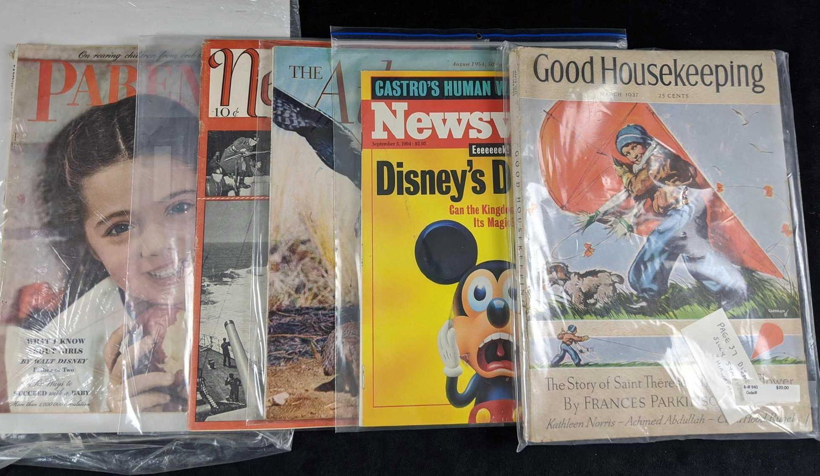 Vintage Disney Magazines Lot Of Five D: Includes items that are all in good, vintage condition unless noted: (1) Parents Magazine from January 1949. Article "What I Know About Girls" by Walt Disney. Magazine's spine has some wear damage. Is