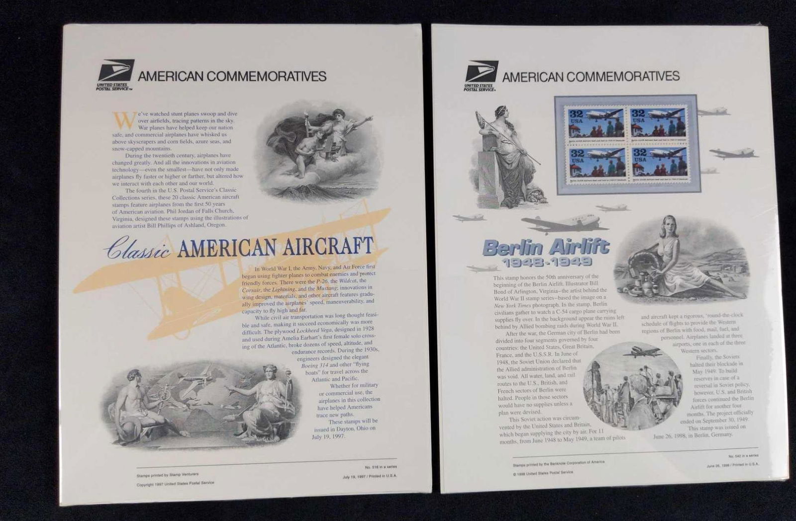2 US Postal Stamp Sheets American Commemoratives (1 of 4)