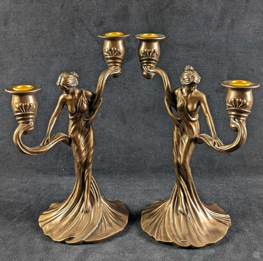 2 Art Nouveau Style Lady Resin Candlestick Holders (1 of 8)